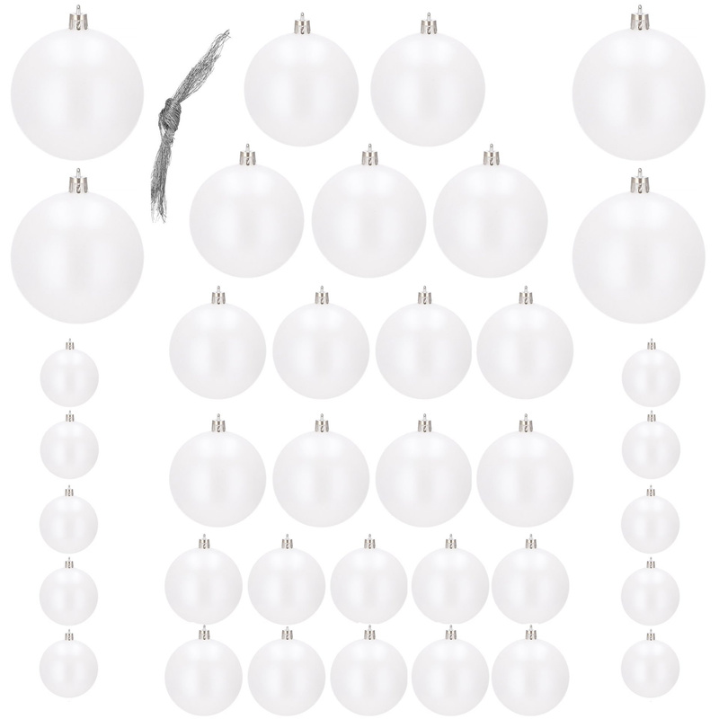 Bombki choinkowe 37 szt. ozdoby świąteczne perłowy biały