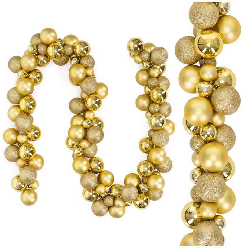 Girlanda z bombek, świąteczna 160 cm łańcuch na choinkę, złote