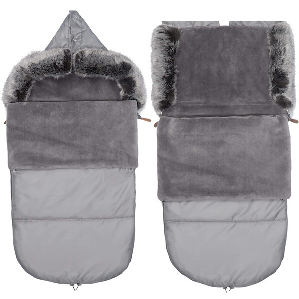 Śpiworek do wózka 4w1, śpiwór z futerkiem do sanek, gondoli 80 cm szary