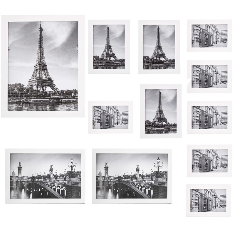 Ramki na zdjęcia 12 szt. poziome i pionowe białe