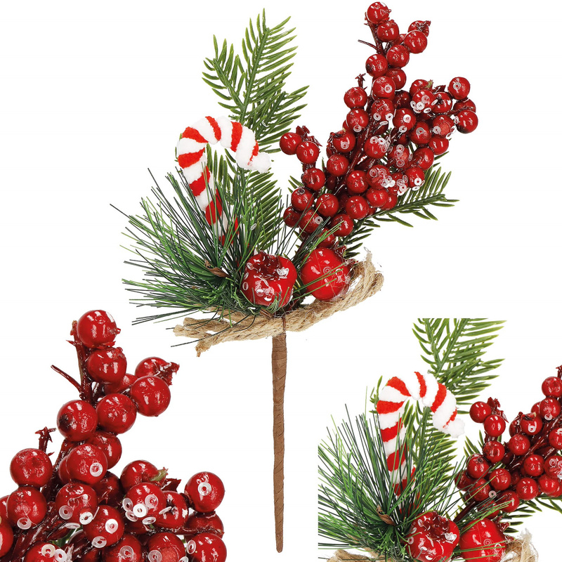 Gałązka świąteczna sztuczna dekoracja do stroika 24 cm