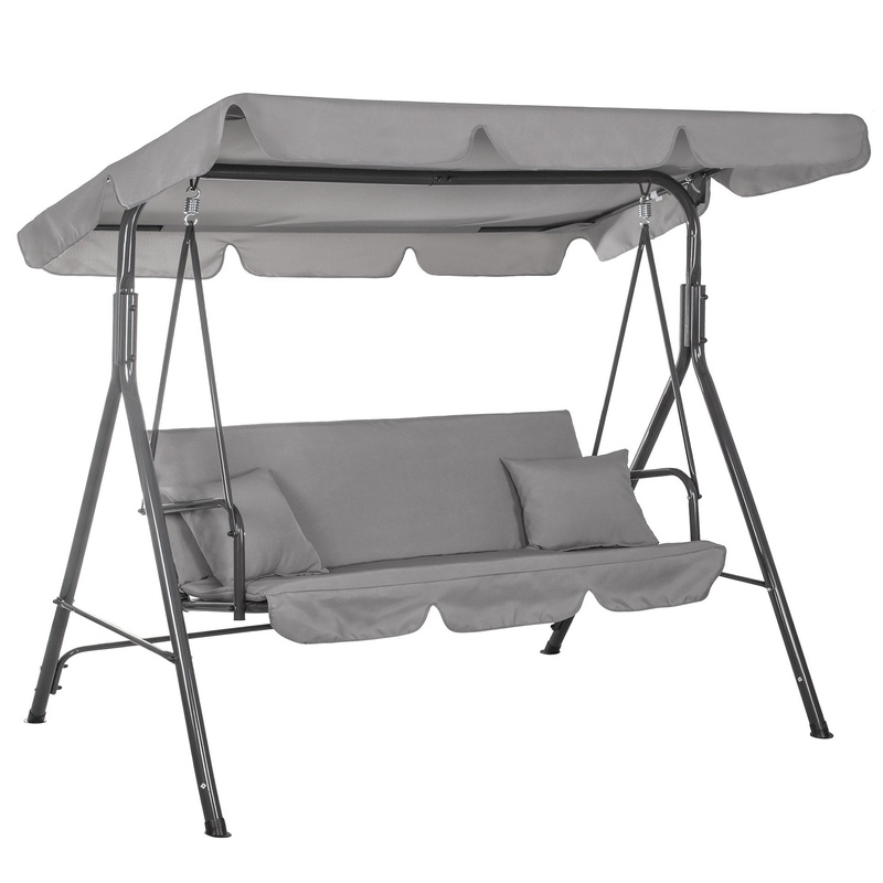 Huśtawka ogrodowa z daszkiem LUNA 3-osobowa szara
