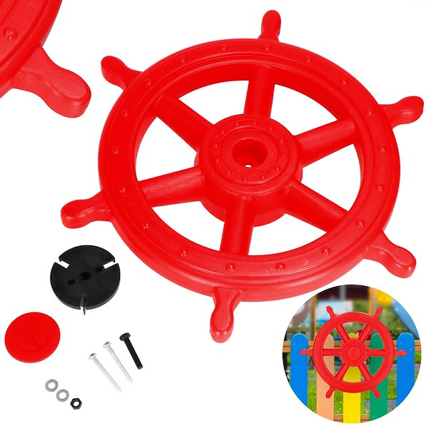 Ster kapitana, zabawka marynistyczna, koło sterowe na plac zabaw dla dzieci, czerwone