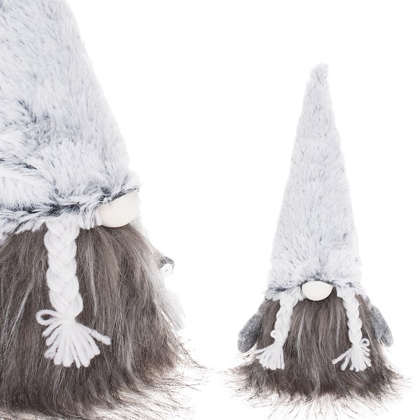 Skrzat 30cm ozdoba świąteczna, krasnal świąteczny, gnom z warkoczami