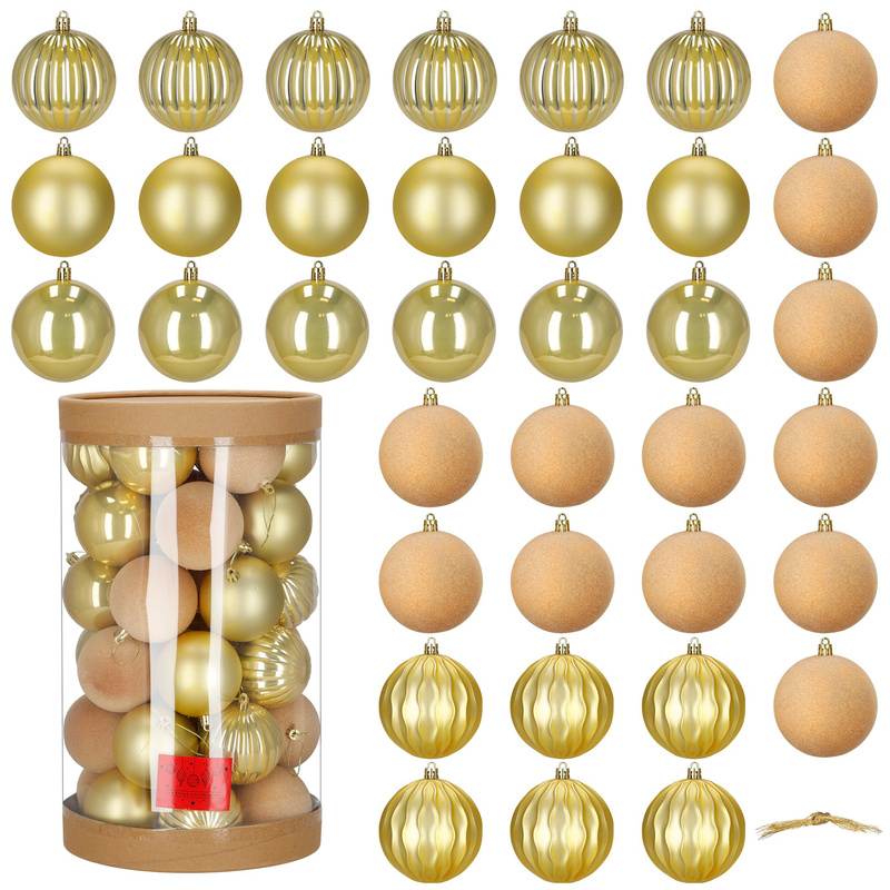 Bombki choinkowe 36 szt. komplet ozdób świątecznych zawieszki nietłukące złote
