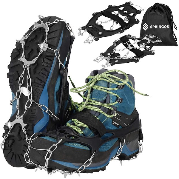 Raczki na buty turystyczne stalowe 8 kolców antypoślizgowe nakładki rozmiar 41-45