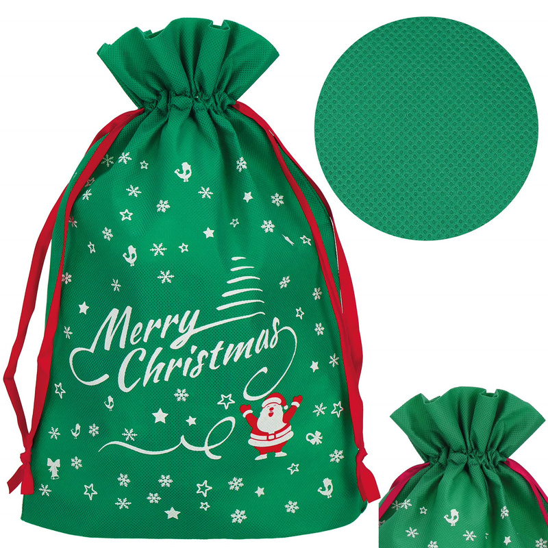 Worek na prezenty od św. Mikołaja torba świąteczna pod choinkę zielona