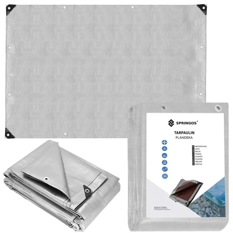 Plandeka ogrodowa 6x4 m 130g/m2 wzmacniana płachta ochronna na samochód szara