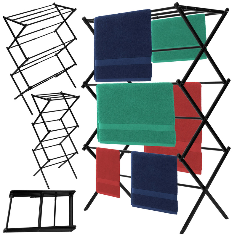 Suszarka na pranie z regulacją długość, teleskopowa, składana czarna