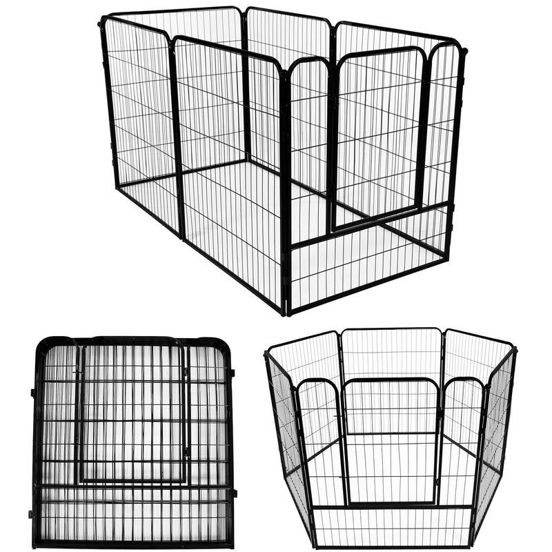 Kojec dla zwierząt wybieg dla szczeniaków klatka dla psa 184x94x100 cm czarna