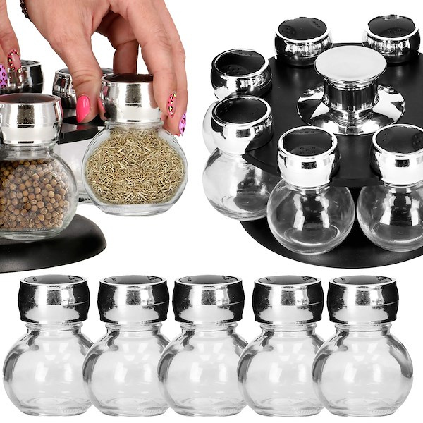 Stojak na przyprawy obrotowy 8 słoiczków przyprawnik