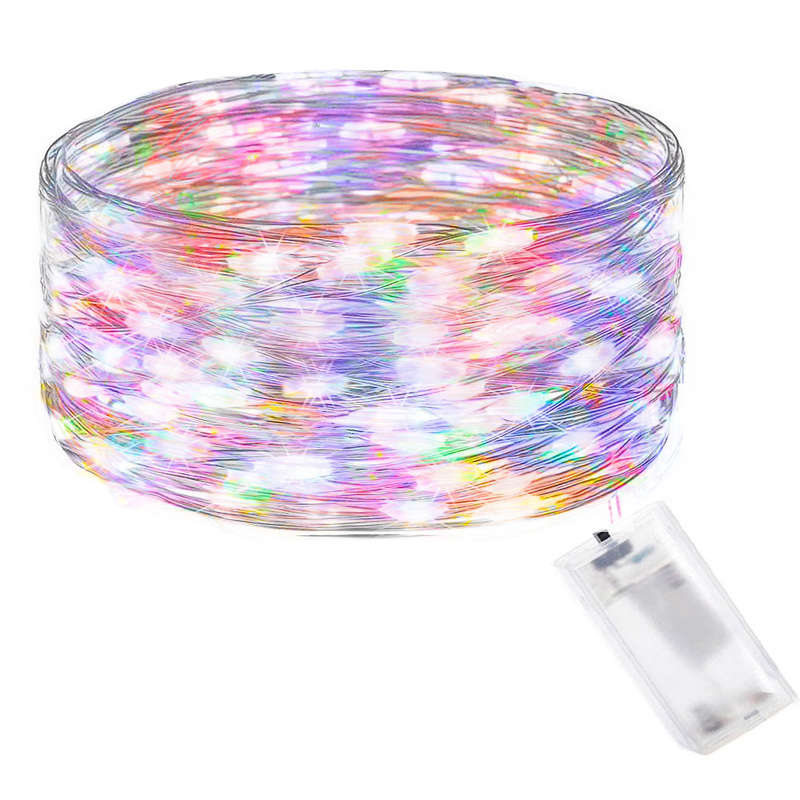 Lampki choinkowe 20 LED druciki mikro na baterie kolorowe