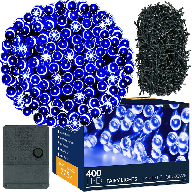 Lampki świąteczne 400 led niebieskie 27,5 m oświetlenie choinkowe wewnętrzne