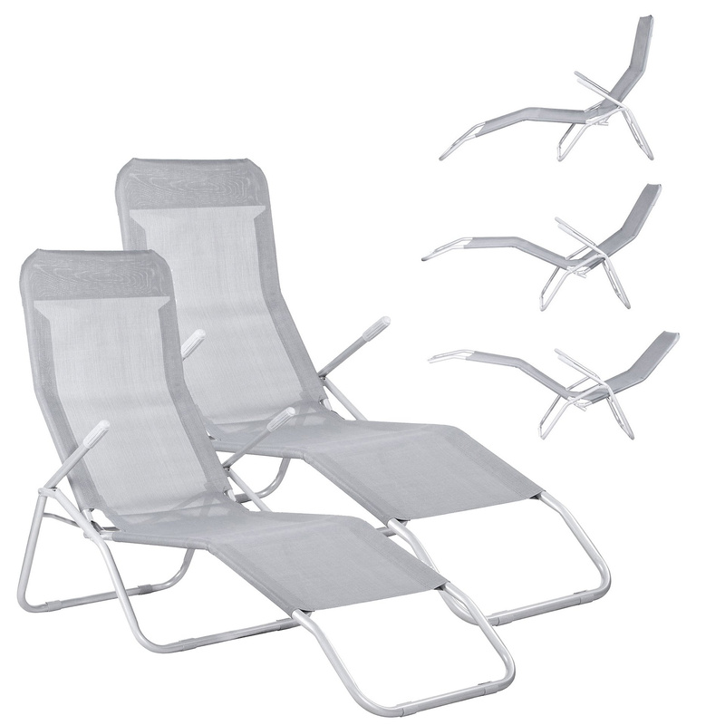 Leżak ogrodowy grawitacyjny szary zero gravity zestaw 2 szt.