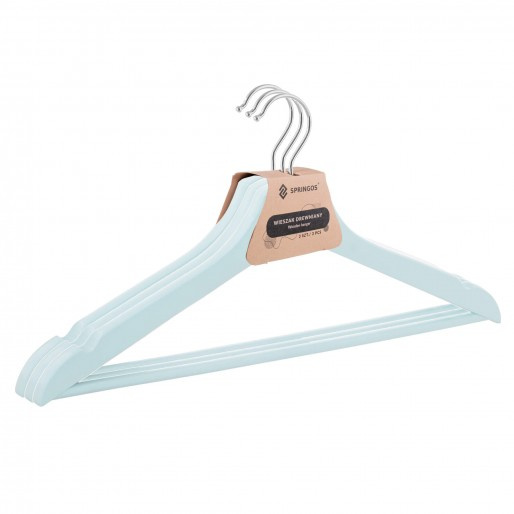 Wieszaki na ubrania drewniane zestaw 3 szt. niebieskie