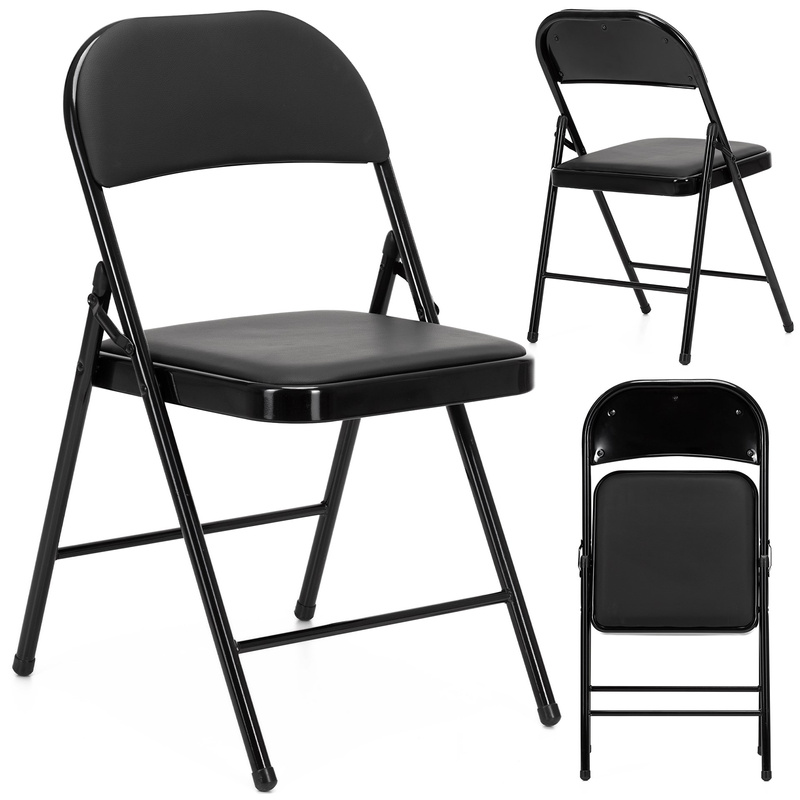 Krzesło składane cateringowe, bankietowe, turystyczne tapicerowane do ogrodu czarne