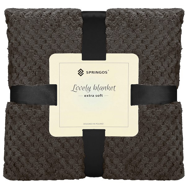 Narzuta na łóżko, pled 150x200 cm dwustronny, tłoczony koc na kanapę grafitowy