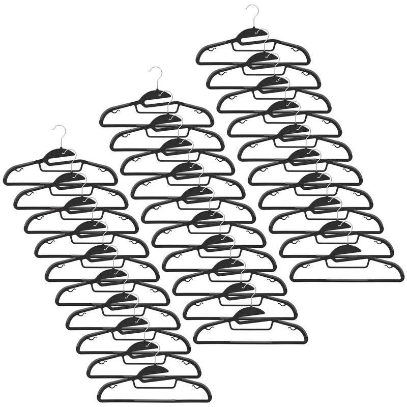 Wieszaki plastikowe na ubrania zestaw 30 szt. antypoślizgowe odzieżowe czarne