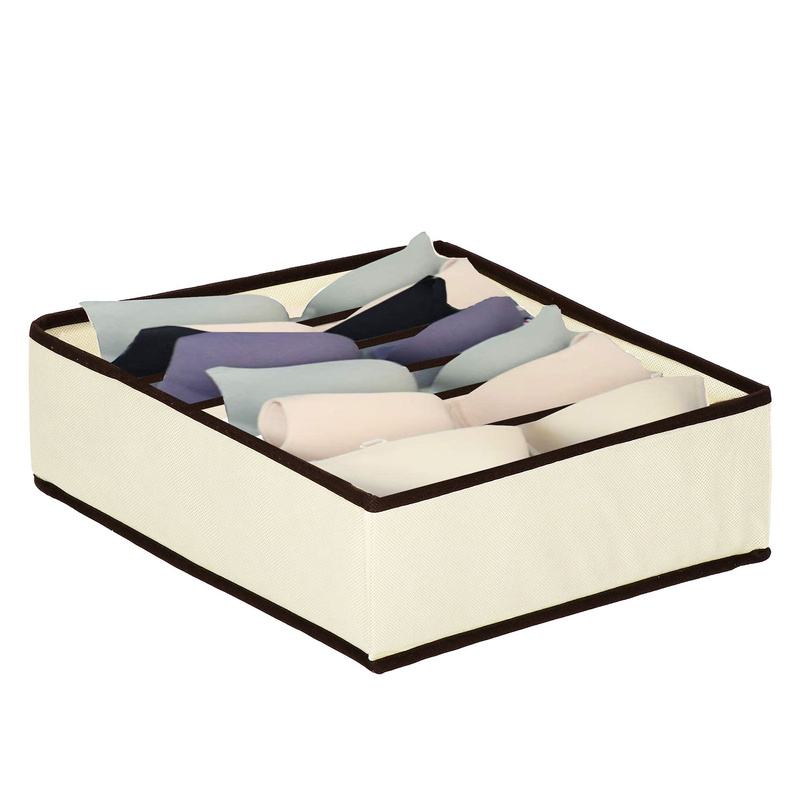 Organizer do szuflady na bieliznę z 7 przegródkami kremowy