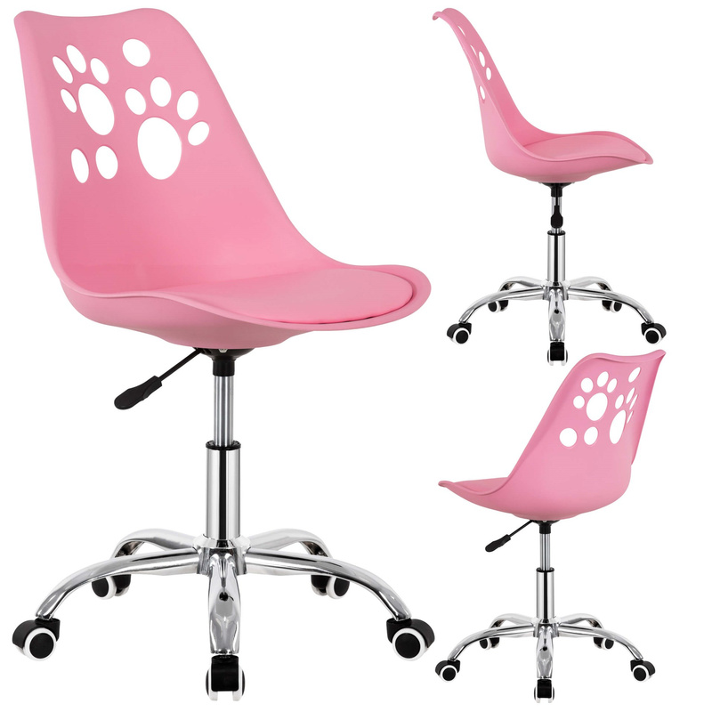 Krzesło obrotowe biurowe ergonomiczny fotel na kółkach dla dzieci różowy