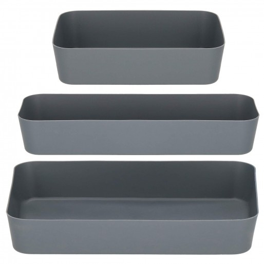 Organizery do szuflady 3 szt. wielofunkcyjne wkłady, pojemniki zestaw szary