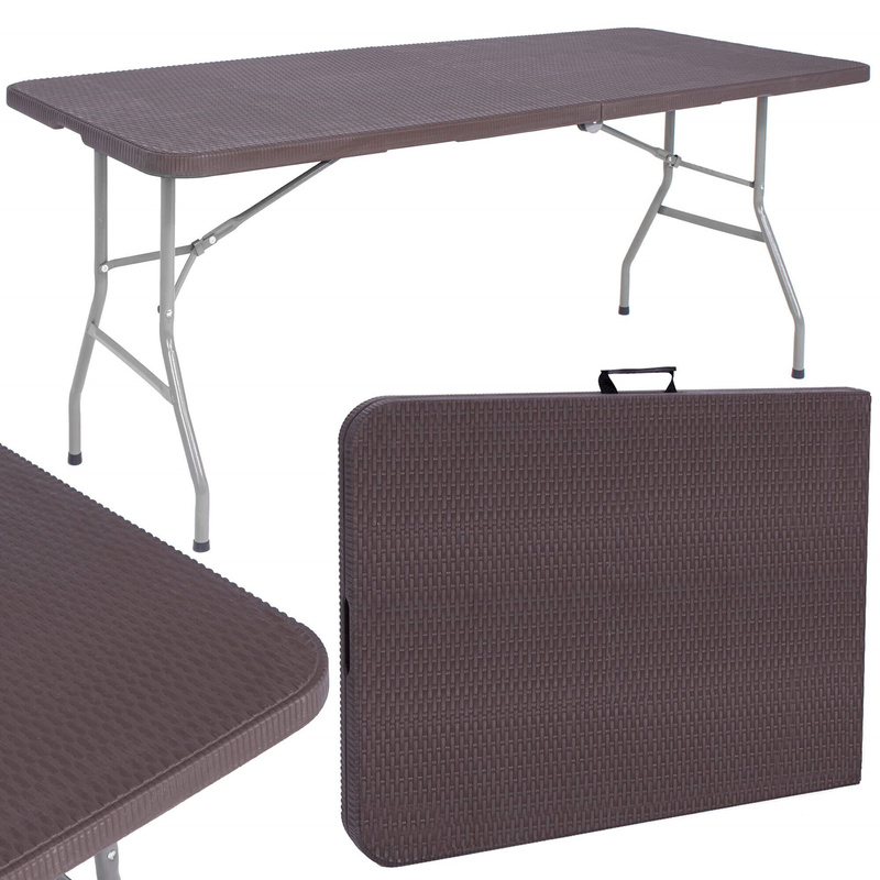 Stół cateringowy 180 cm bankietowy składany w walizkę stolik ogrodowy, turystyczny brązowy