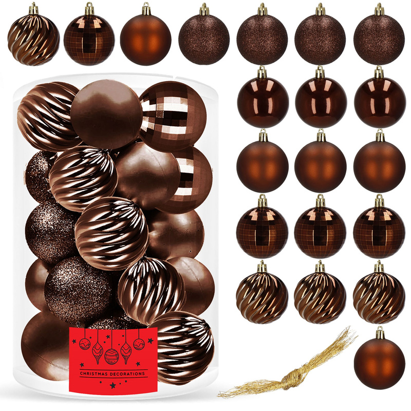 Bombki choinkowe 20 szt. zawieszki na choinkę ozdoby świąteczne brązowe