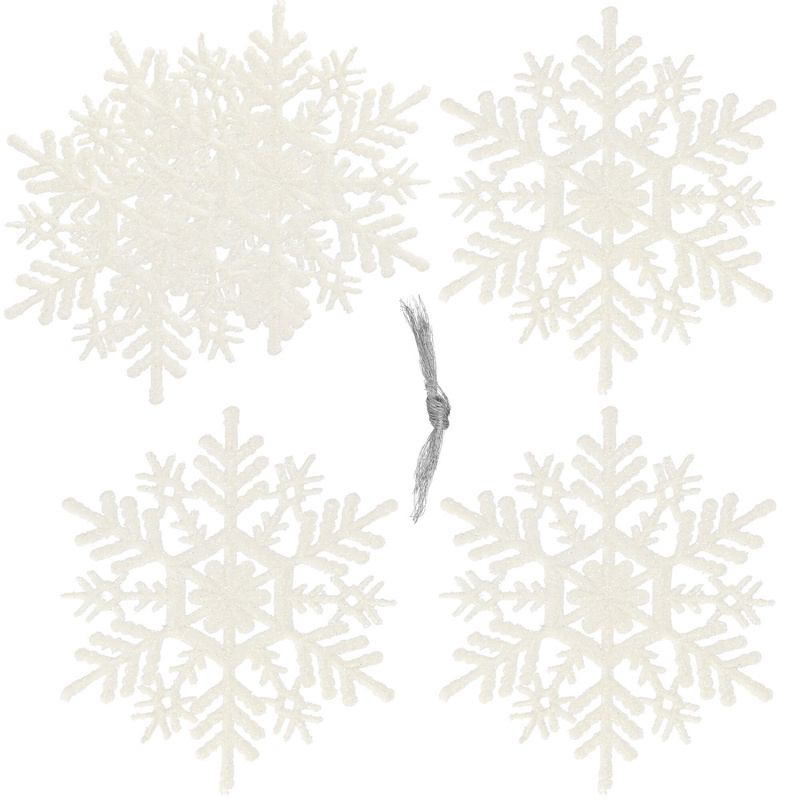 Ozdoba choinkowa 3 szt. świąteczna zawieszka śnieżynki 10,5 cm biały brokat