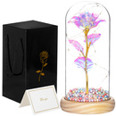 Wieczna róża w kloszu 22 cm świecąca ozdoba LED prezent kryształowa