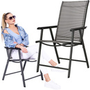 Składane krzesło ogrodowe metalowe szaro czarne na balkon