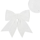 Kokardka na choinkę 30 cm brokatowa ozdoba świąteczna zawieszka biała