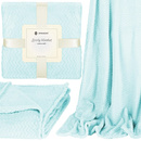 Narzuta na łóżko, pled 160x200 cm dwustronny, tłoczony koc na kanapę miętowy zygzak