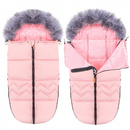 Śpiworek do wózka 4w1, śpiwór z futerkiem do sanek, gondoli 90 cm różowy