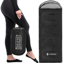 Śpiwór turystyczny mumia 210x75 cm lekki śpiwór kempingowy czarno-szary