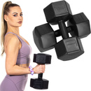 Hantle 2x7,5kg hexagonalne do ćwiczeń fitness ciężarki zestaw 2 szt. czarne