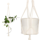 Kwietnik wiszący ze sznurka 90 cm uchwyt makrama, boho na kwiaty biały