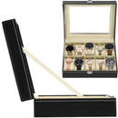 Szkatułka na zegarki 25x20x8 cm czarno-kremowy kuferek z 10 przegródkami ekoskóra