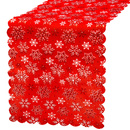 Bieżnik na stół 180x36cm obrus świąteczny ze śnieżynkami czerwony