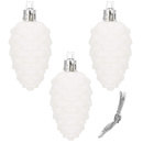 Ozdoba choinkowa 8,5cm świąteczna zawieszka szyszki 3 szt. biały brokat