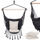 Hamak brazylijski z poduszkami 130x100cm fotel wiszący szaro-kremowy