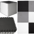 Mata piankowa kwadraty 179x179 cm szare, czarne, białe puzzle pianka EVA