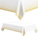 Cerata na stół wodoodporna obrus foliowy urodzinowy biały w złote groszki
