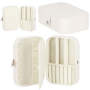 Szkatułka na biżuterię ekoskóra 16x11x5 cm kremowa z brokatem kuferek z przegródkami