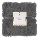 Narzuta na łóżko, koc 200x220 cm dwustronny pled na kanapę grafitowy