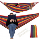 Hamak ogrodowy dwuosobowy 200 cm w kolorowe pasy