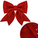 Kokardka na choinkę brokatowa 20 cm ozdoba świąteczna zawieszka czerwona