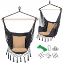 Hamak brazylijski z zestawem montażowym 130x100cm fotel wiszący szary