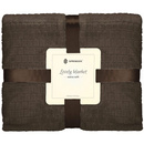 Narzuta na łóżko, koc 170x210 cm ciemnobrązowy, dwustronny, tłoczony pled na kanapę