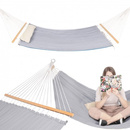 Hamak trzyosobowy 200x140cm bujak ogrodowy pikowany 250kg jasnoszary