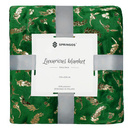 Narzuta na łóżko koc 150x200 cm pled zielony, złoty na kanapę